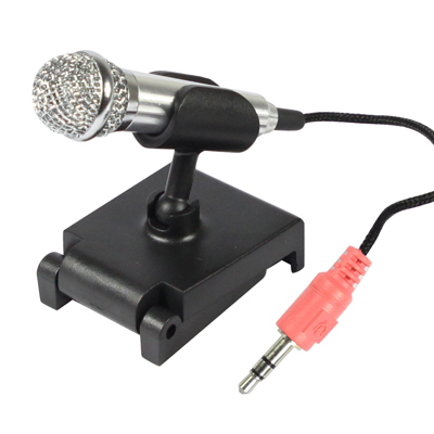 Mini Microphone with Holder, 3.5mm Input Plug, Cord Length: 1.8m, Size: 58 x 18mm - Click Image to Close